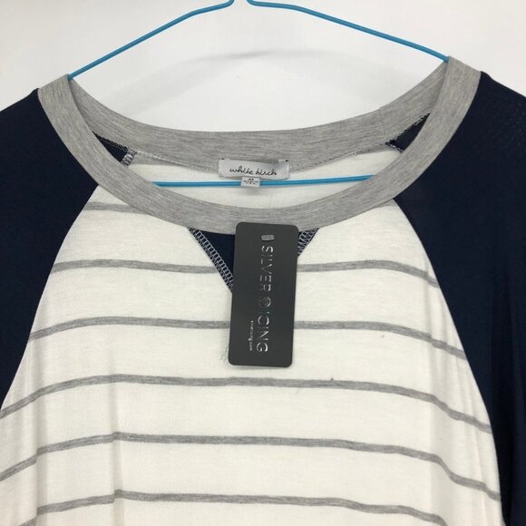 NWT - Silver Icing White Birch Stripped White & Blue Long Sleeve T shirt M - Picture 10 of 16